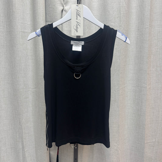 Dior Black Sleeveless Tank with Silver D-Ring