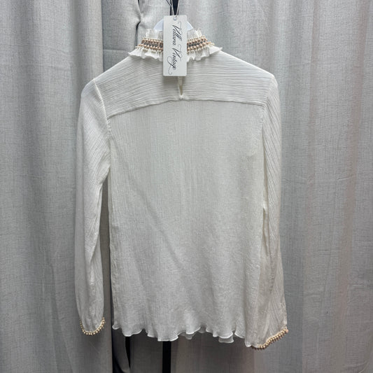 Chloé Beaded Ruffle-Neck Voile Blouse