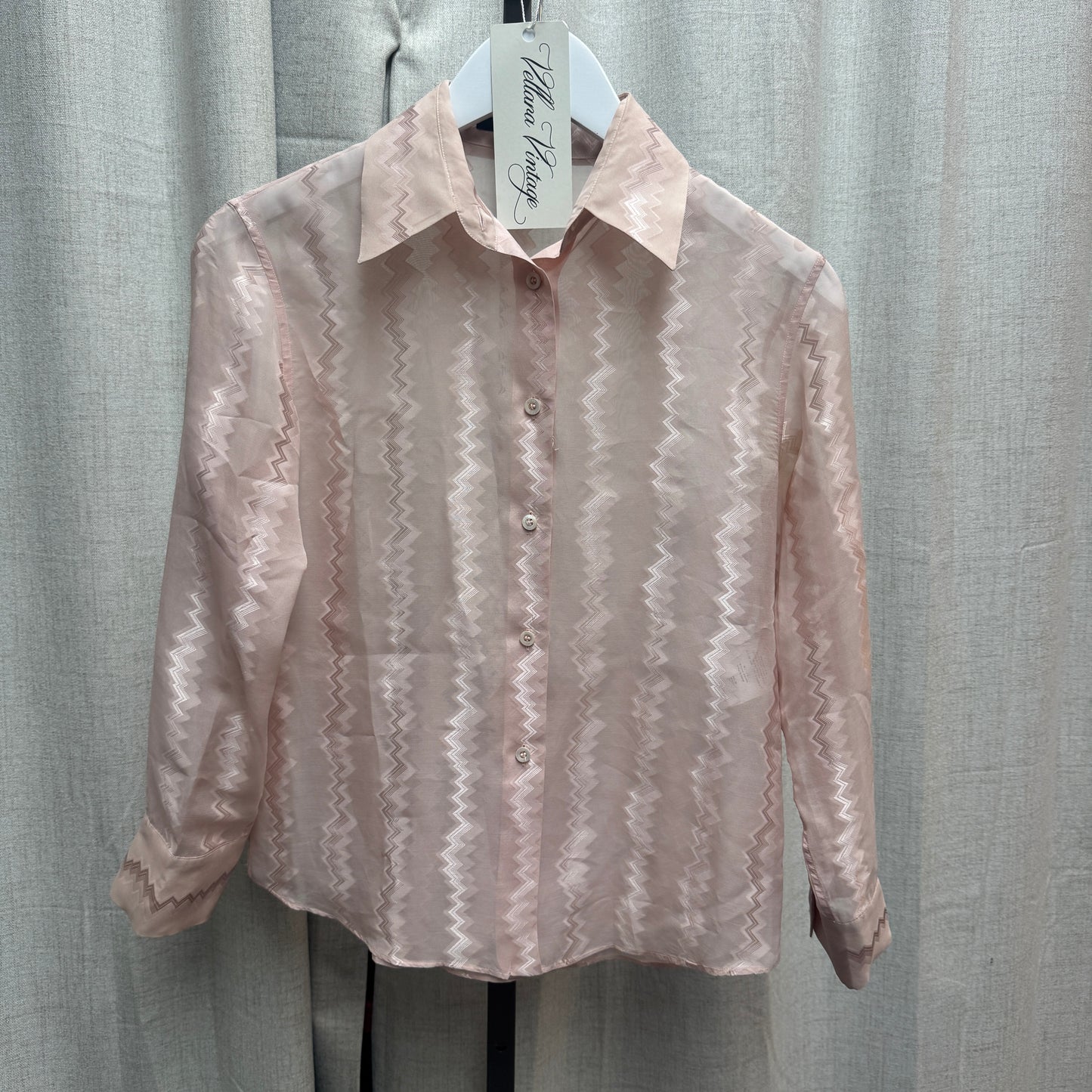 Gucci S/S 2000 Pink Silk Zig-Zag Sheer Shirt