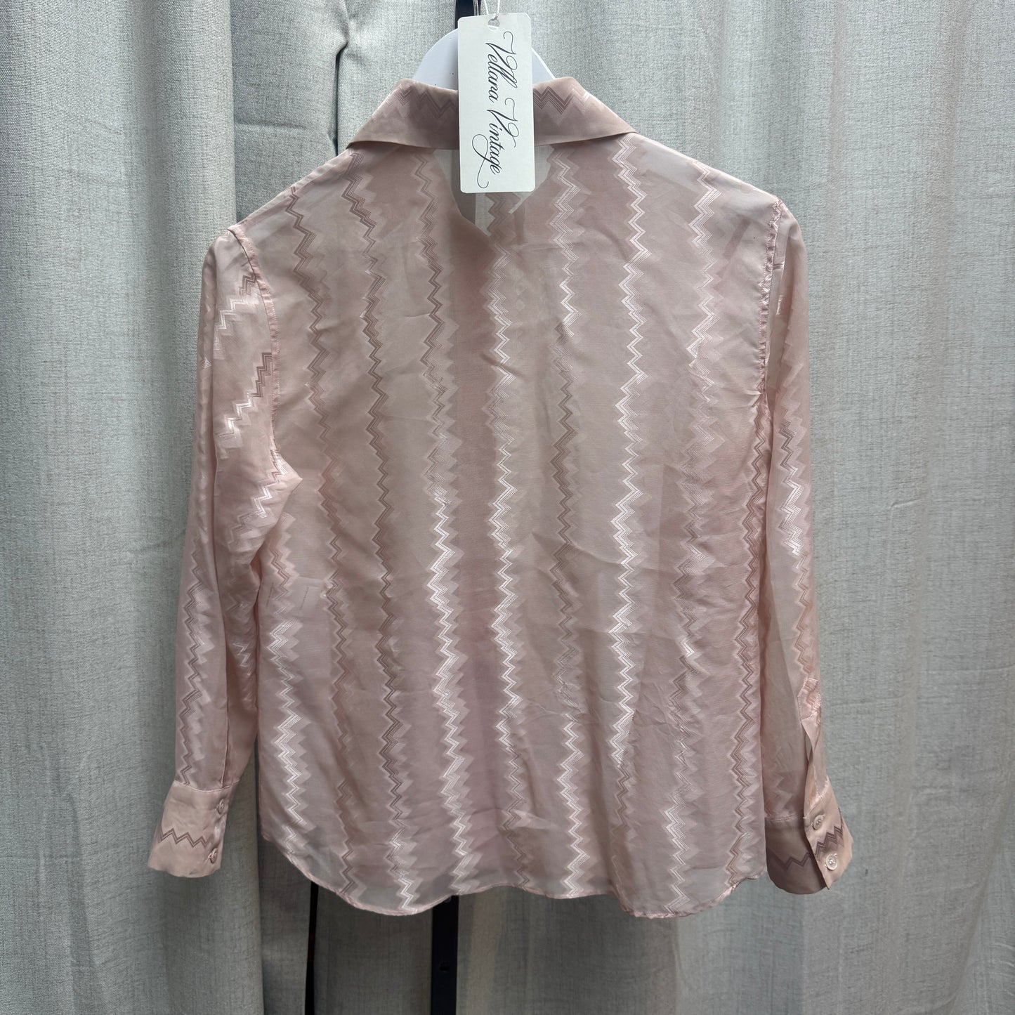 Gucci S/S 2000 Pink Silk Zig-Zag Sheer Shirt