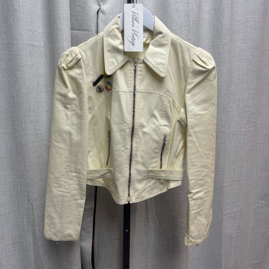 Chloé Butter Yellow Structured Jacket w/ Rainbow Beading and Pins