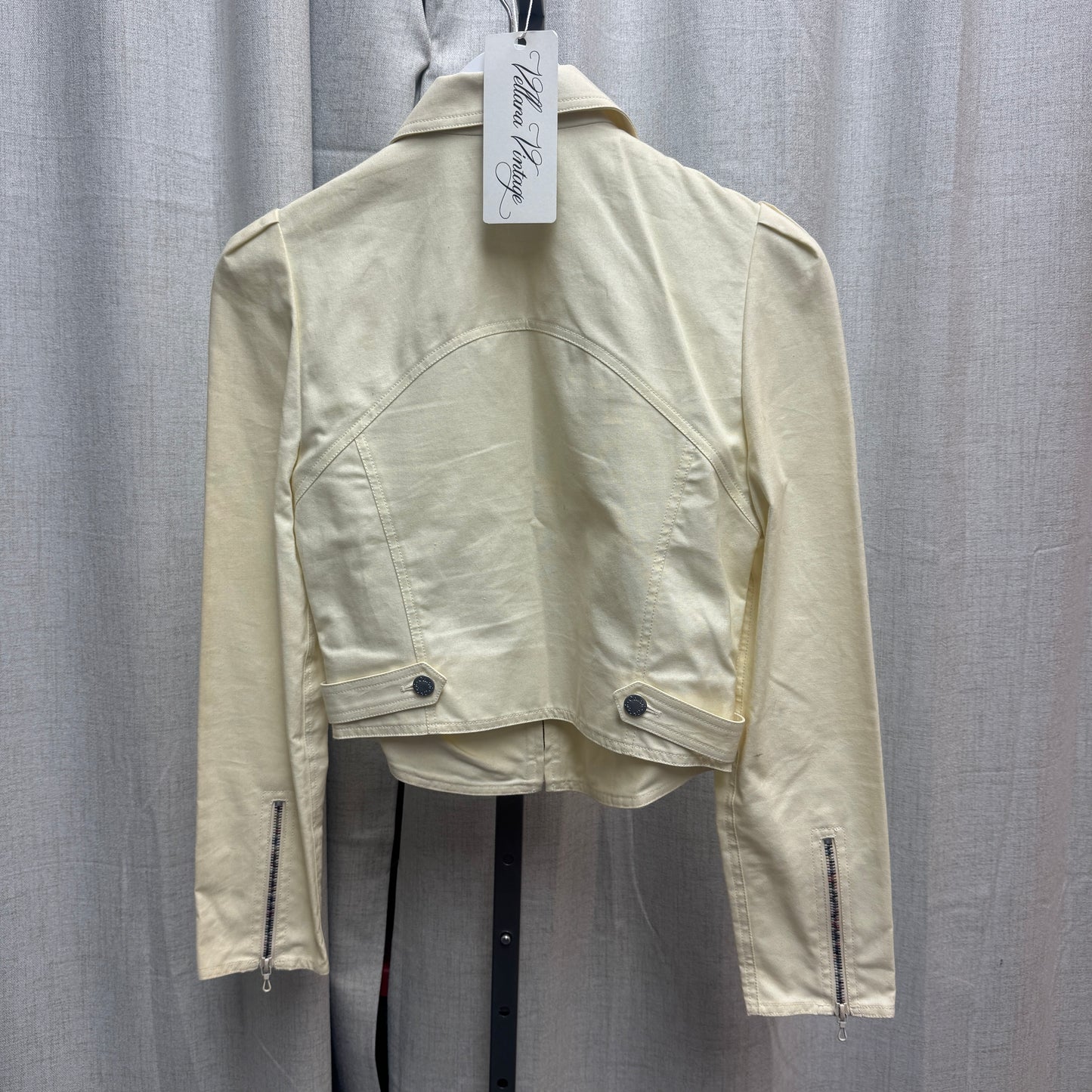 Chloé Butter Yellow Structured Jacket w/ Rainbow Beading and Pins