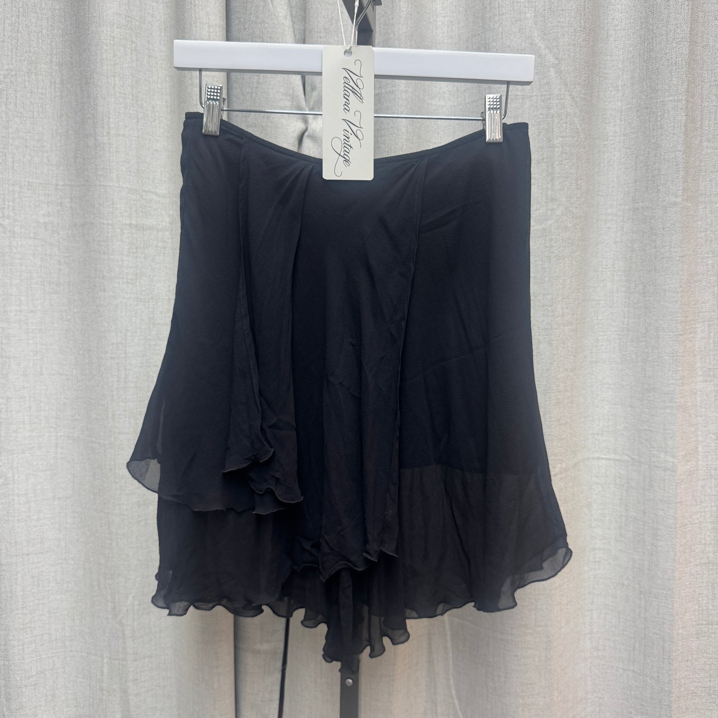 Max & Co Black Silk Layered Mini Skirt