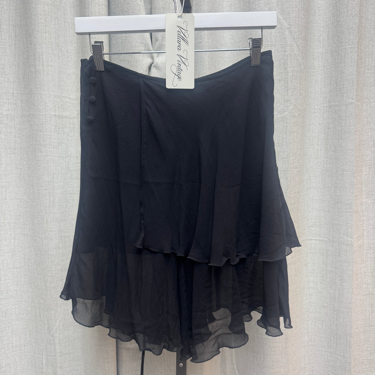 Max & Co Black Silk Layered Mini Skirt