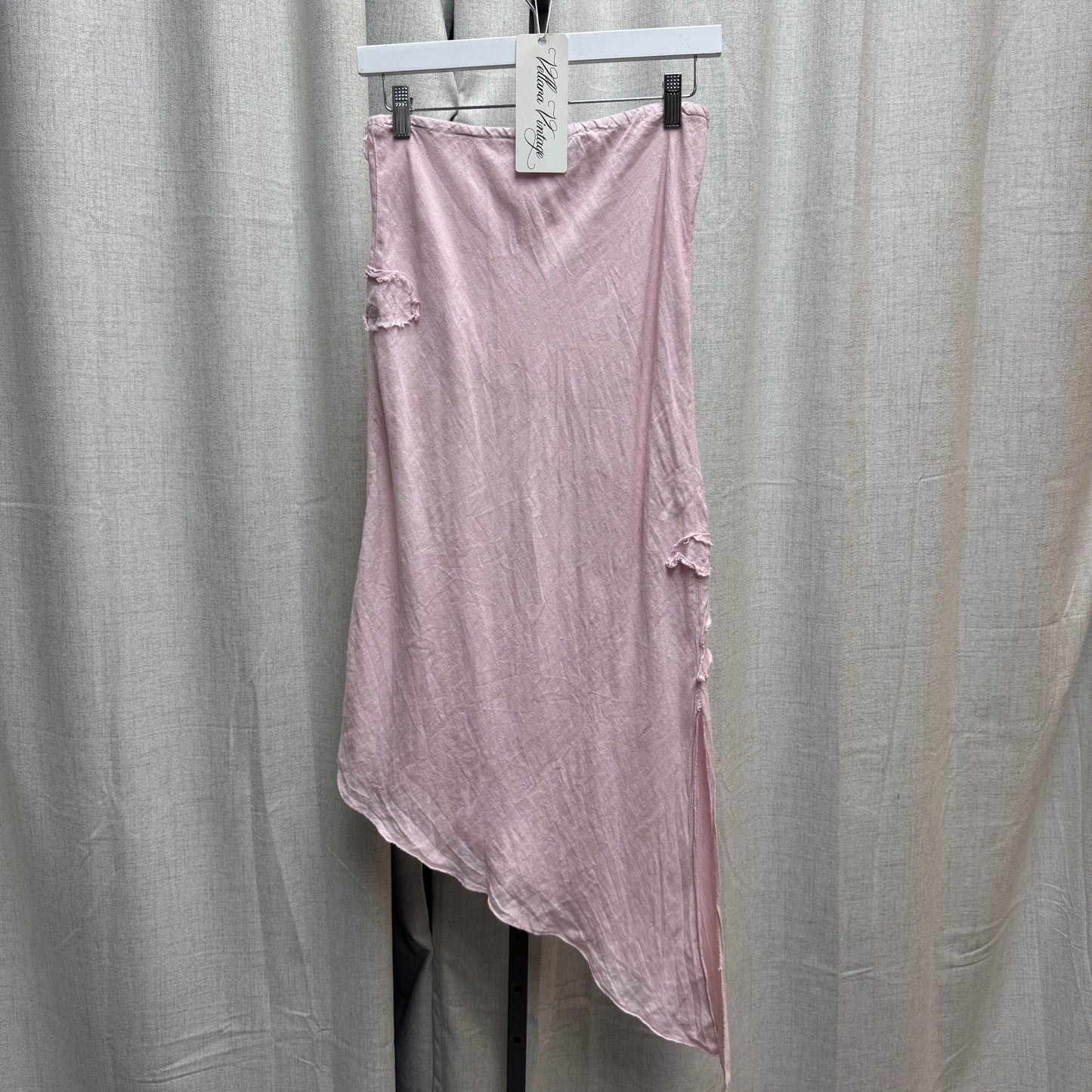 Rinascimento Pink Asymmetrical Maxi Skirt w/ Floral Embroidery