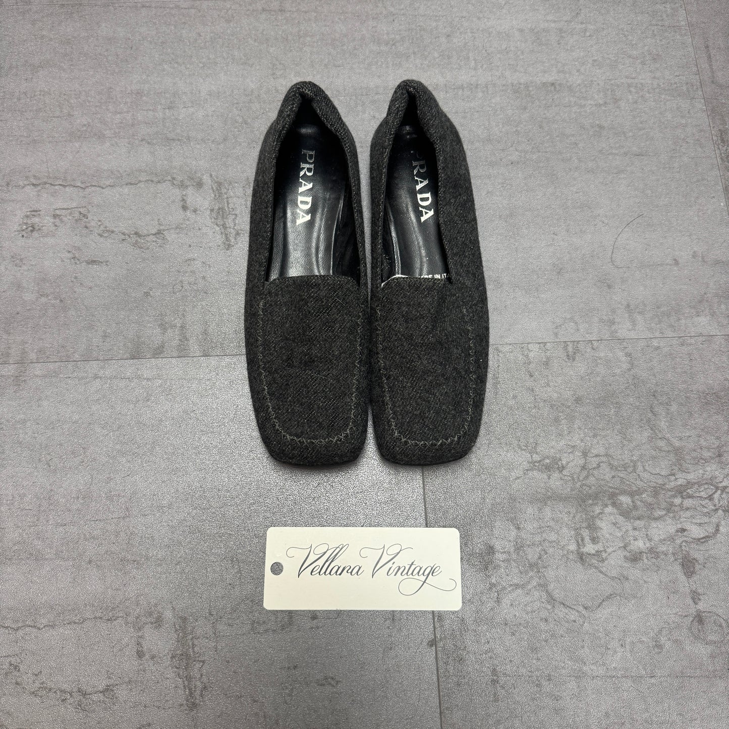 Prada 1999 Gray Wool Loafers