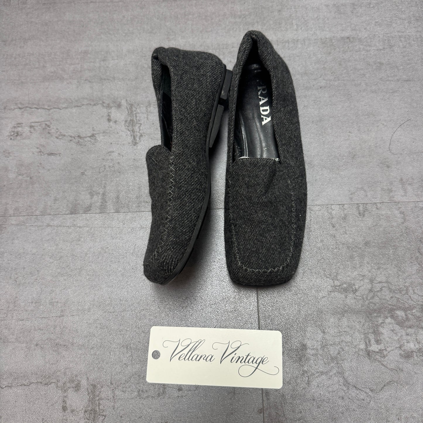 Prada 1999 Gray Wool Loafers