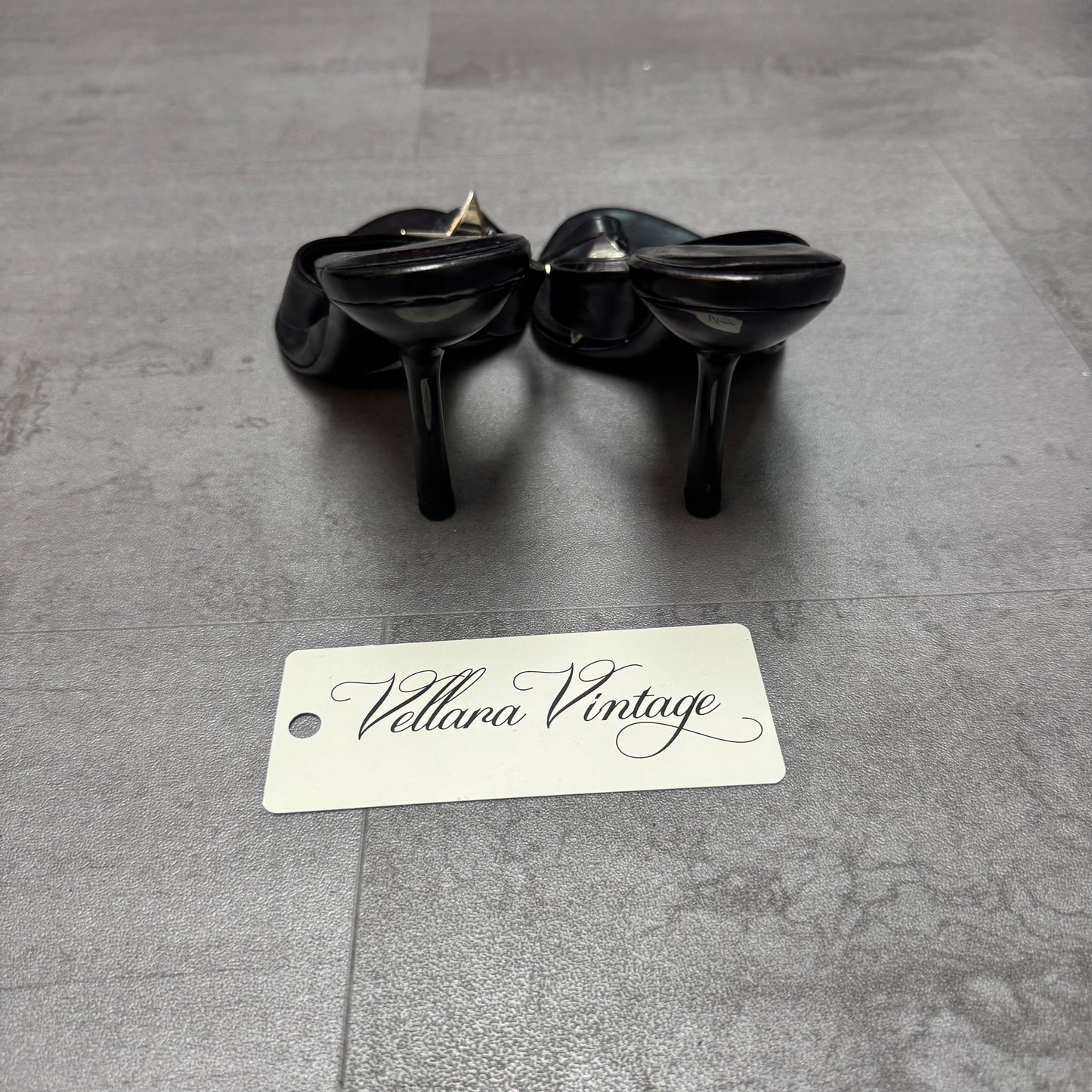 Dior Black Leather Chain-Link Toe Strap Heels