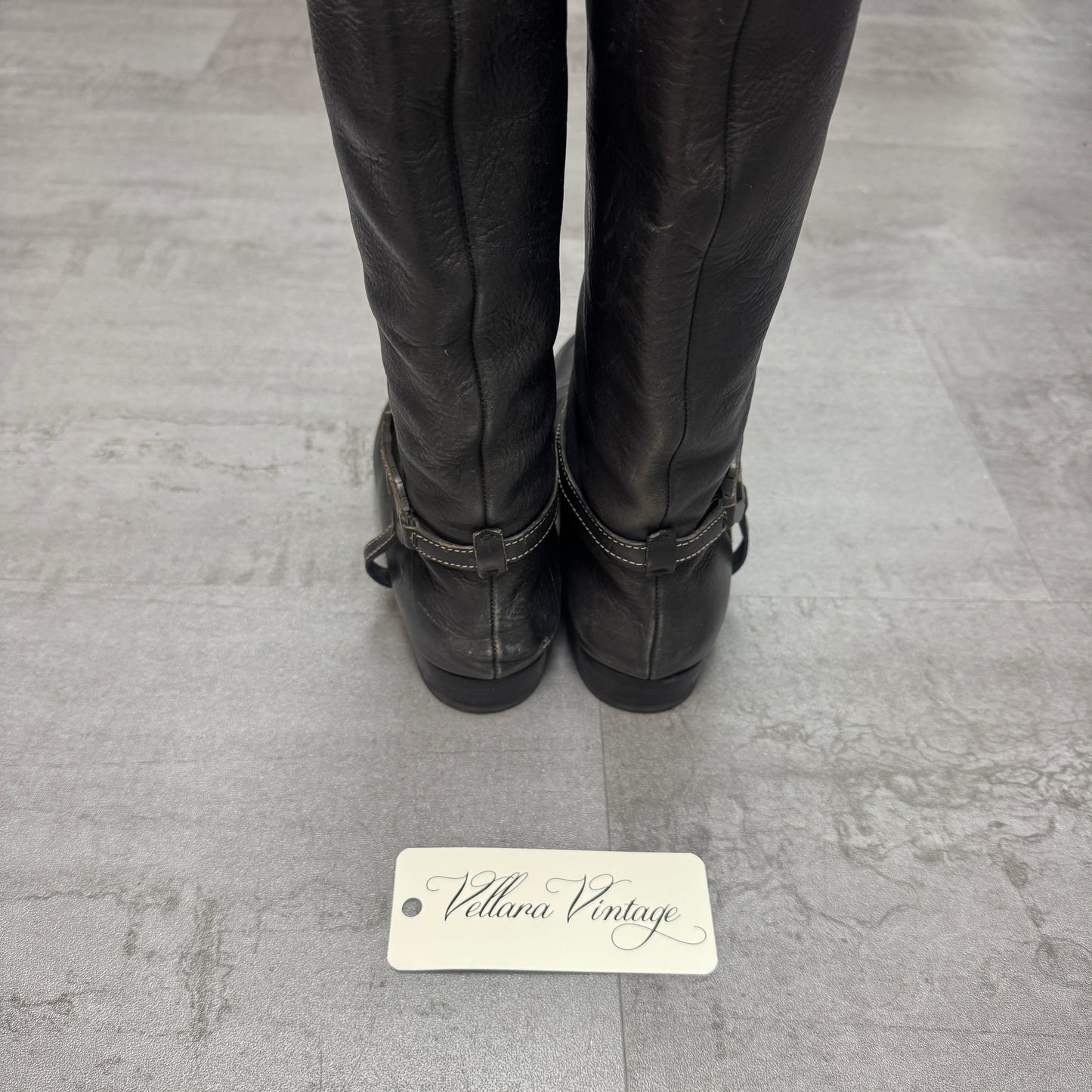 Gucci Black Leather Interlocking G Logo Tall Riding Boots