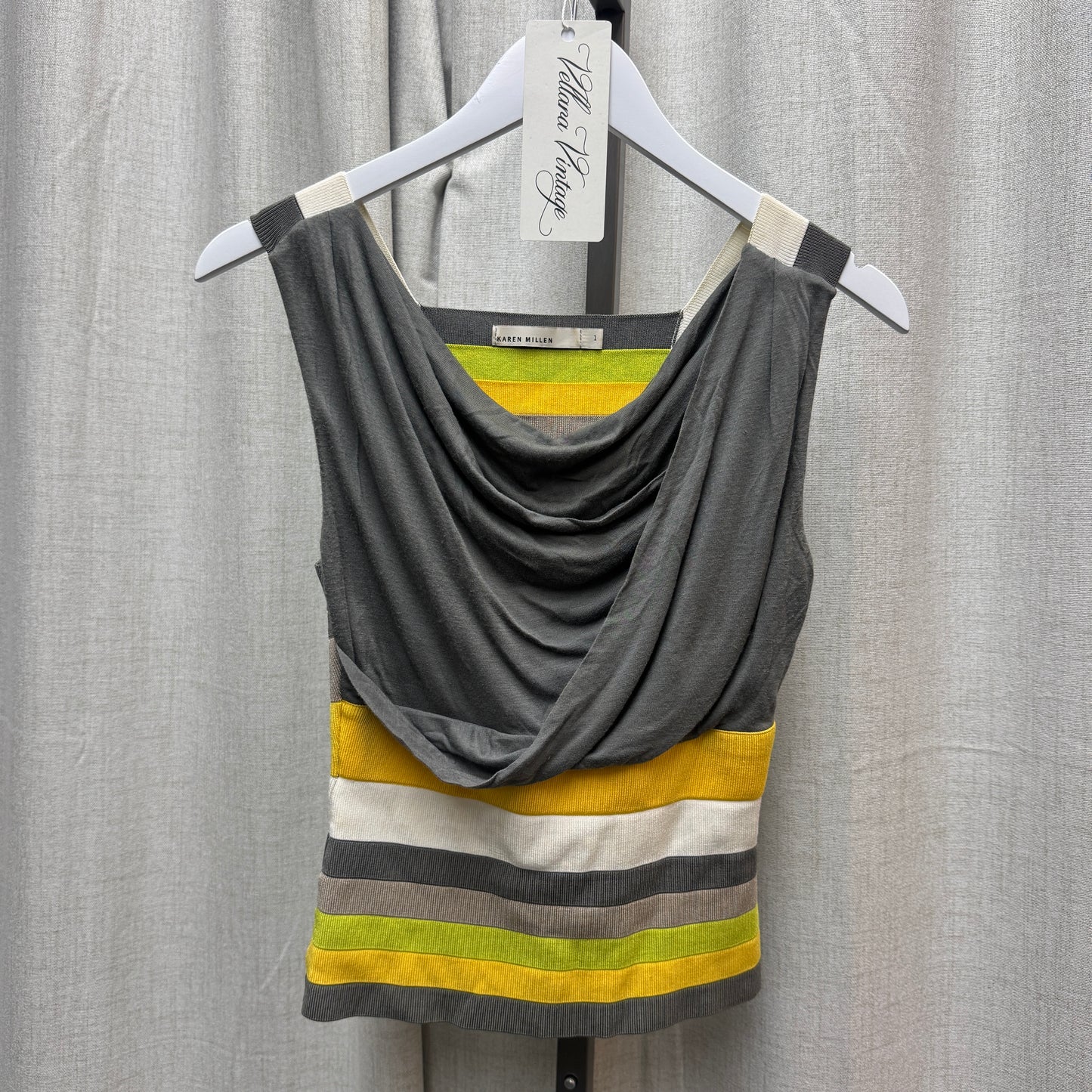 Karen Millen Multicolored Striped Cowl Neck Tank Top
