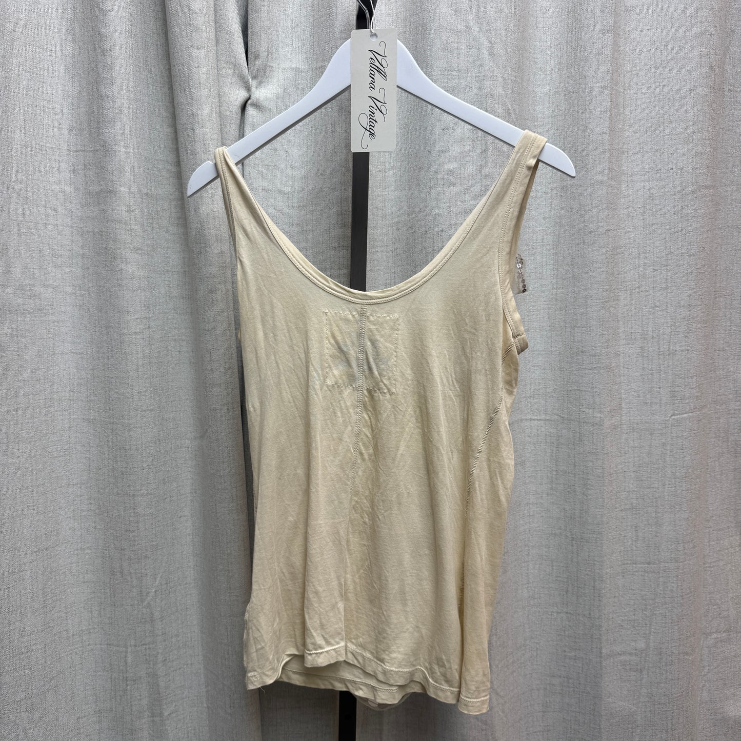 Cream Tank Top w/ Sequin Hanging Embellishments