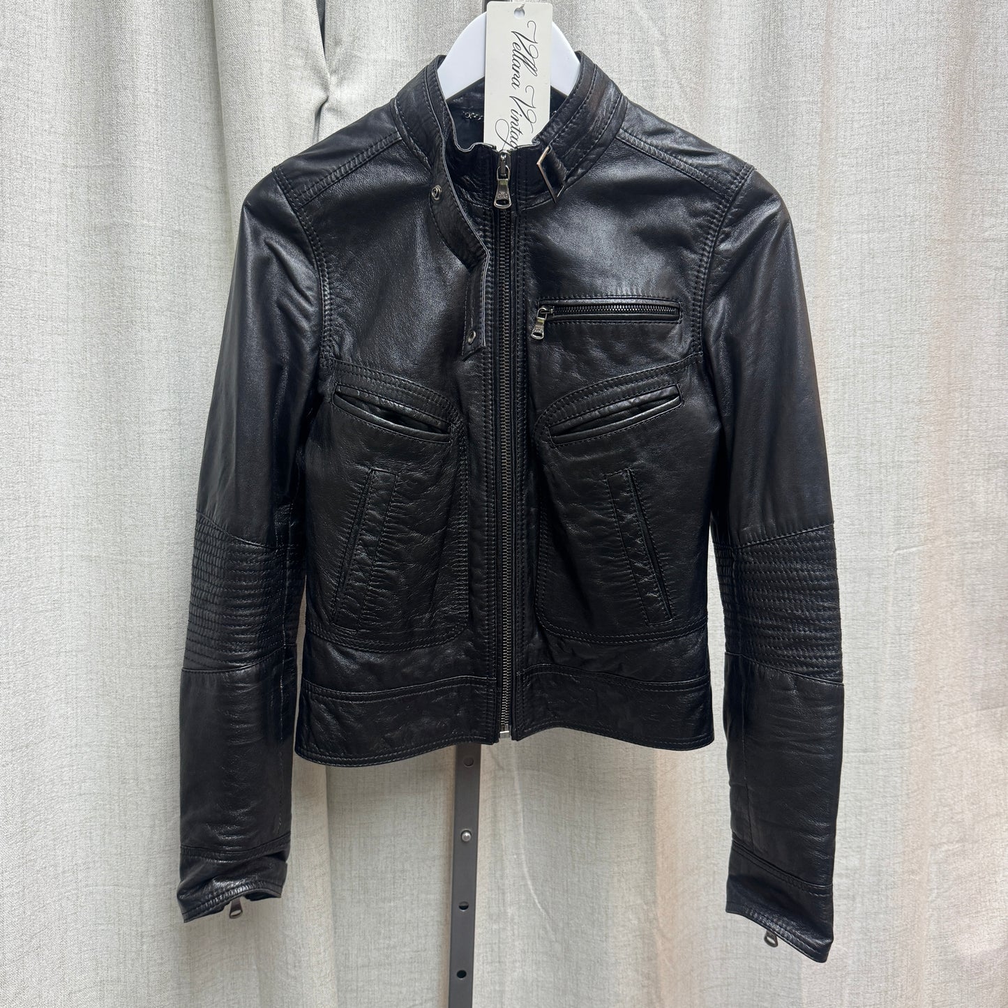 Dolce & Gabbana Black Leather Pocket Detailed Jacket