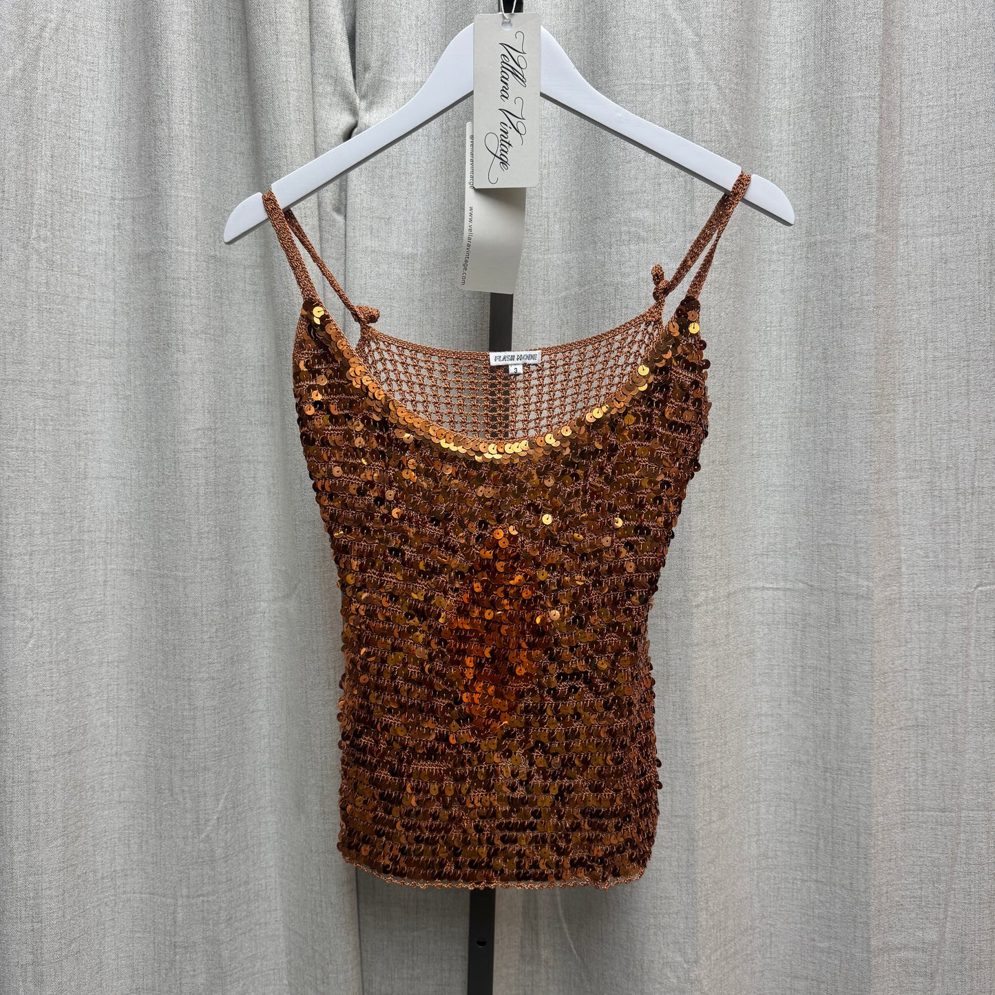 Copper Sequin Crochet Tank Top