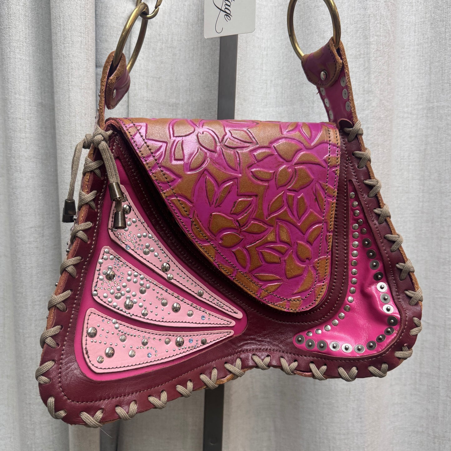 Bracher Emden Leather Pink Butterfly Shoulder Bag