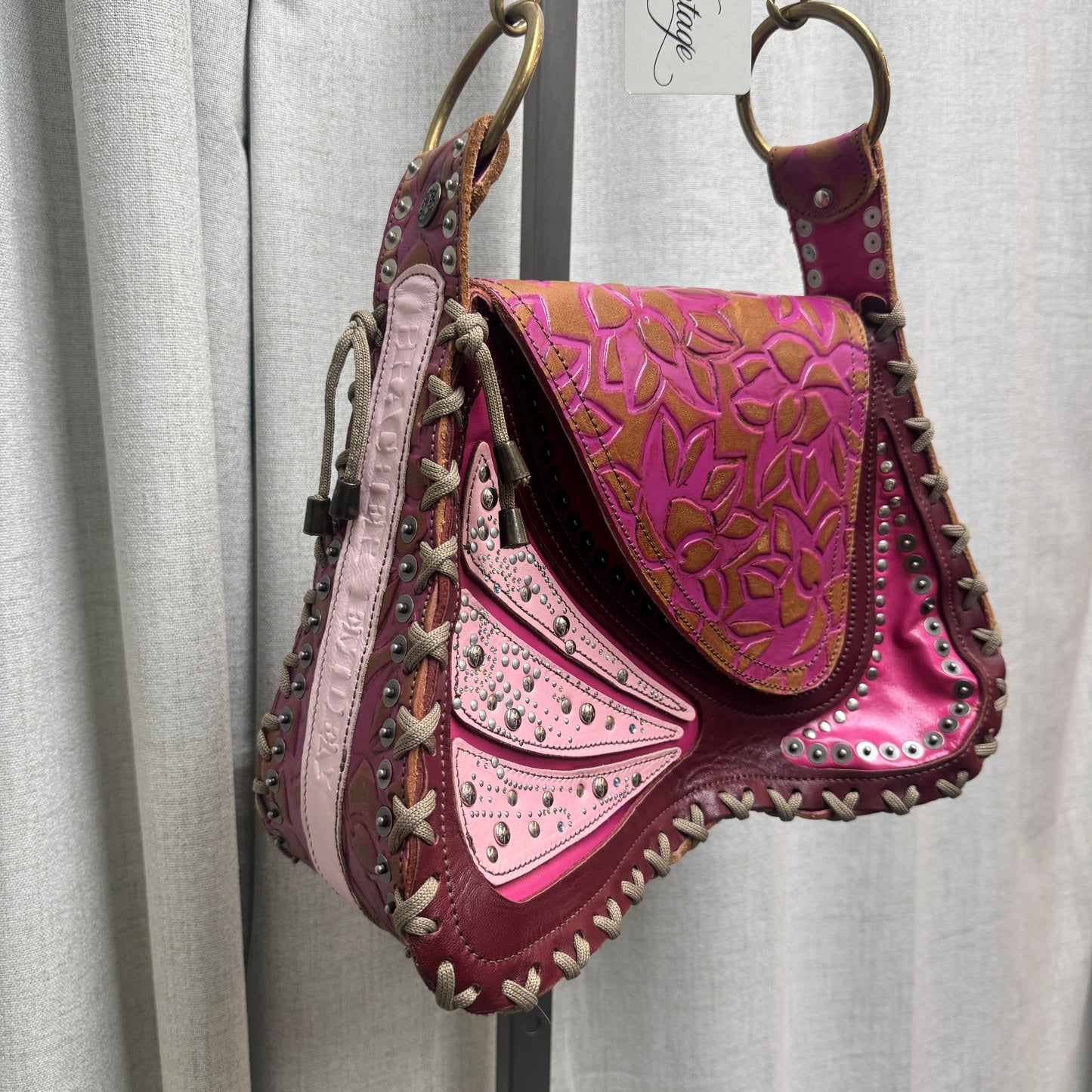 Bracher Emden Leather Pink Butterfly Shoulder Bag