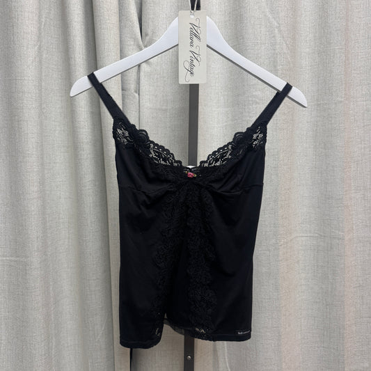 D&G Black Sheer Cutout Lace Lined Cami Top