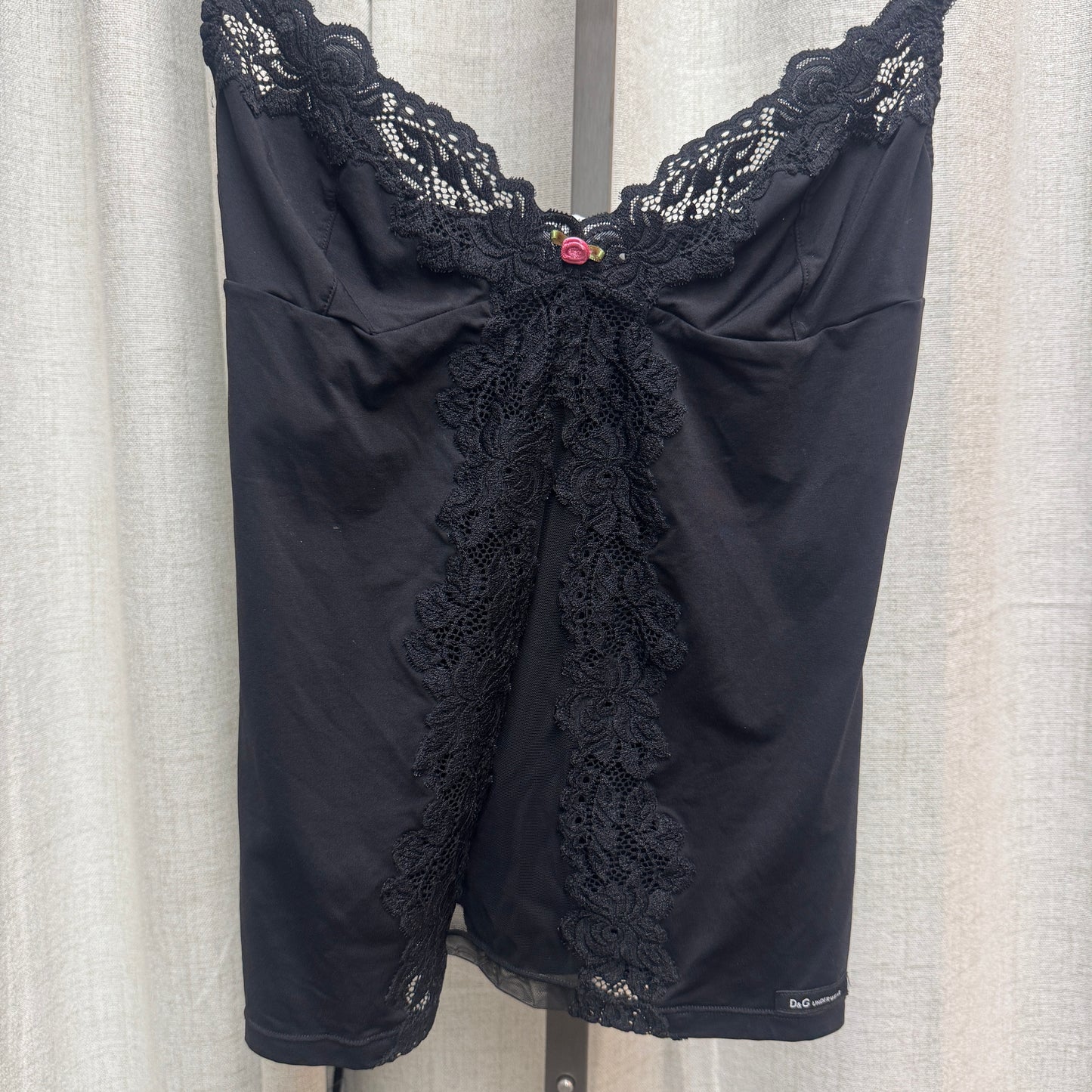 D&G Black Sheer Cutout Lace Lined Cami Top