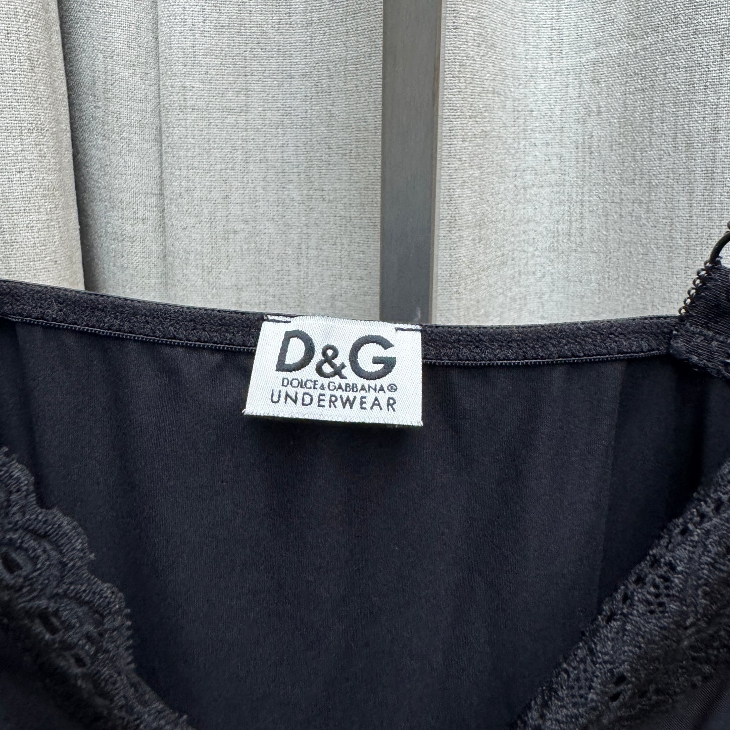 D&G Black Sheer Cutout Lace Lined Cami Top