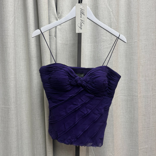 Roberto Verino Purple Silk Bustier-Style Ruffle Ruched Cami Top