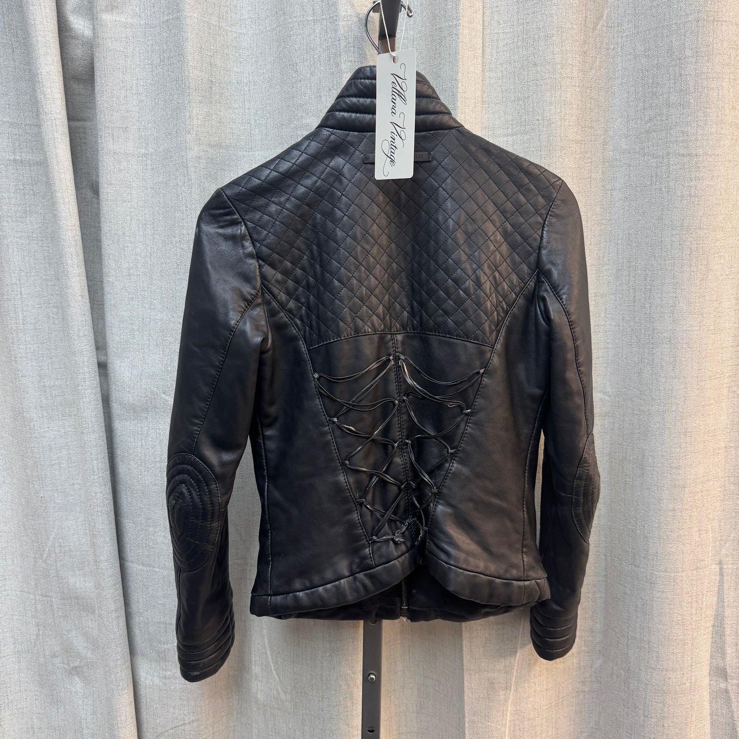 Jean Paul Gaultier Black Leather Lace Up Jacket