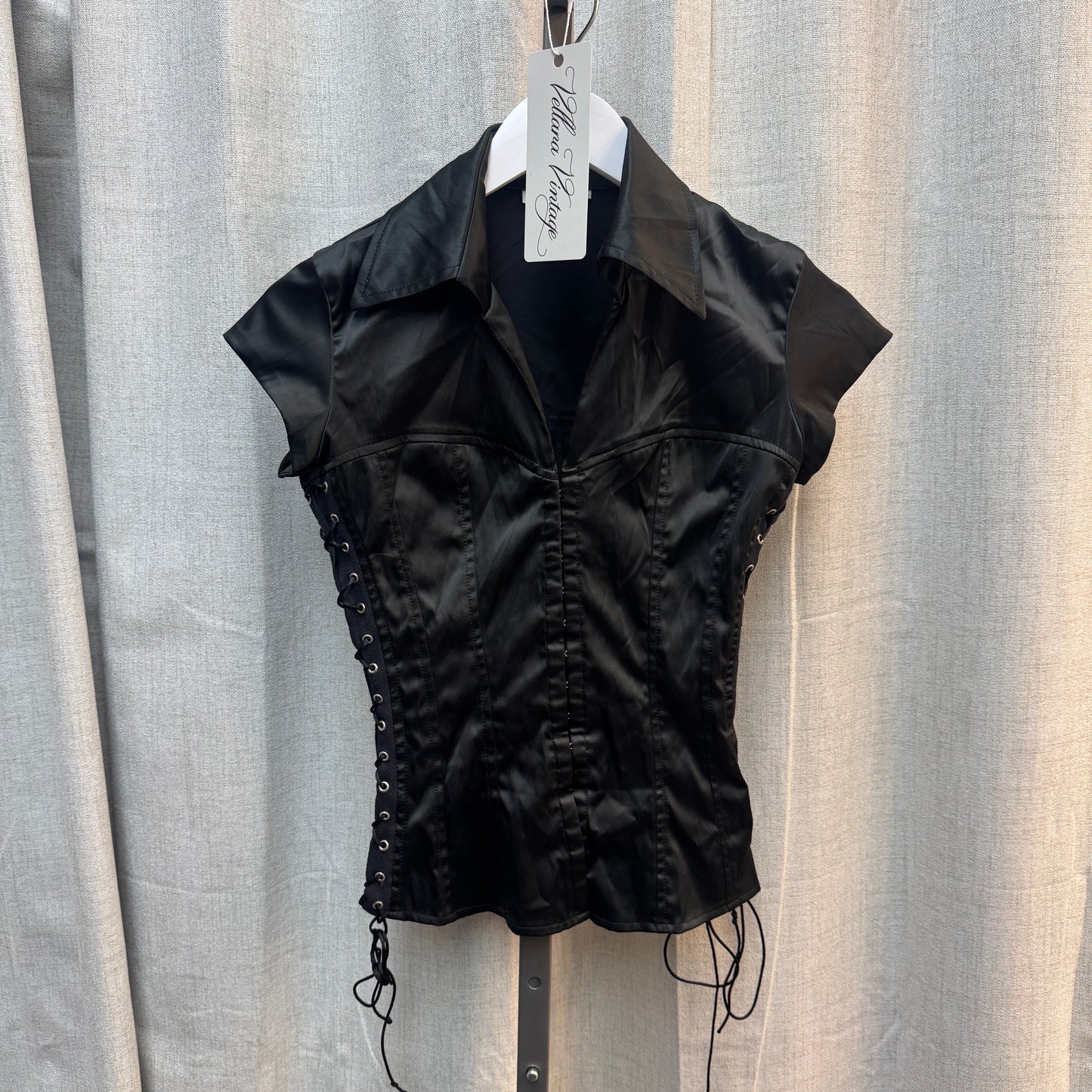 Black Corset-Style Short Sleeve