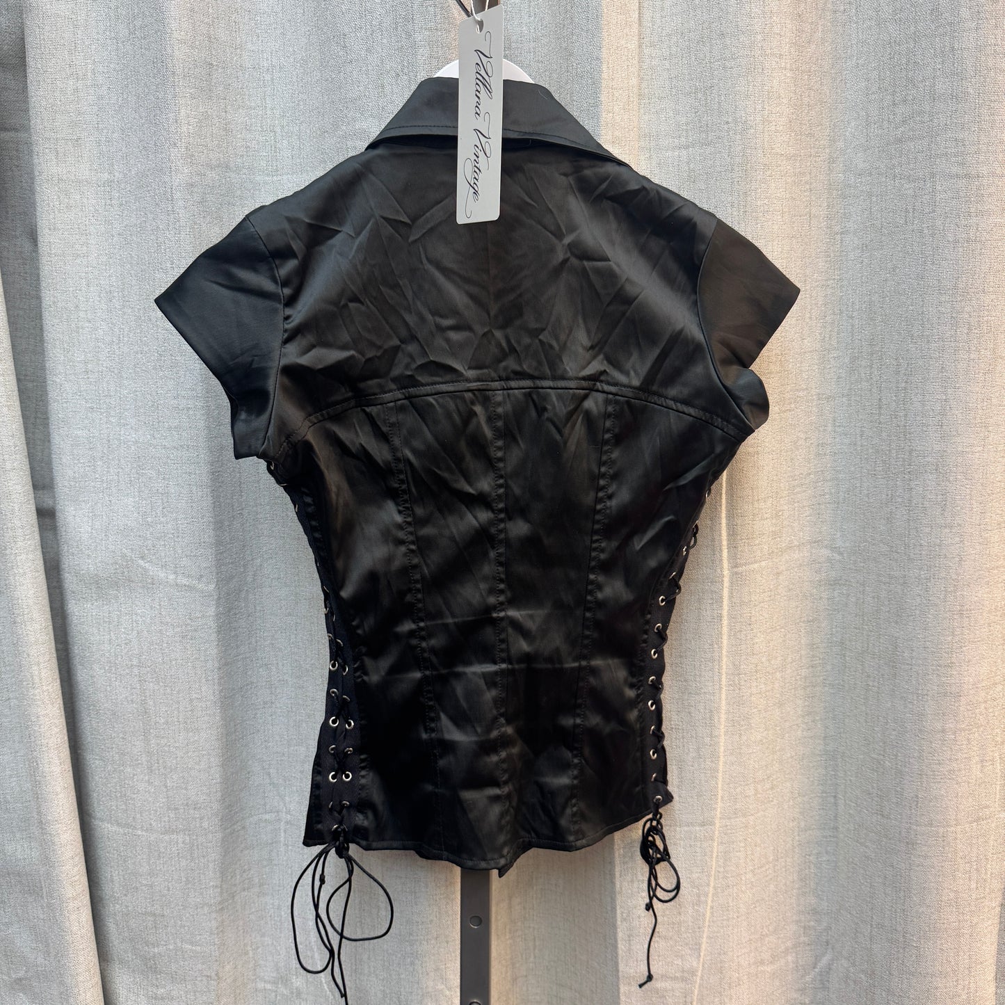Black Corset-Style Short Sleeve