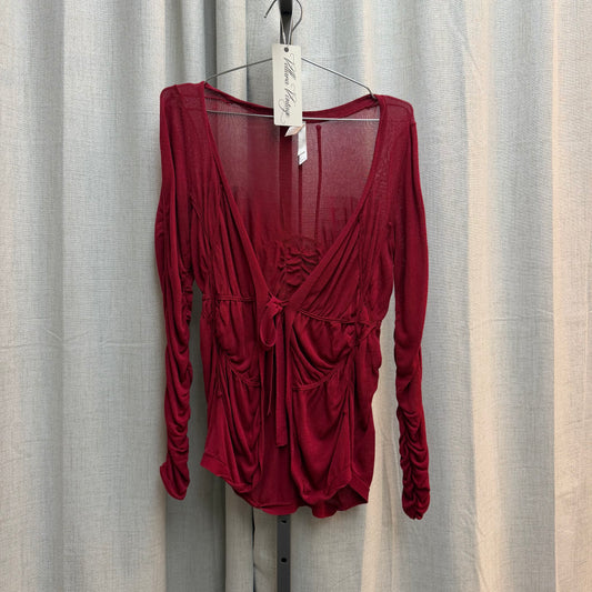Red Ruched Cardigan