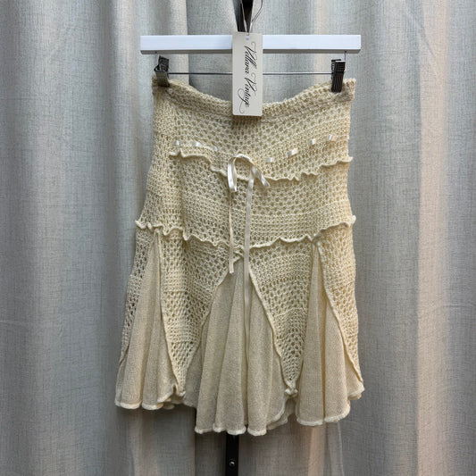 Zone Bleue Beige Crochet & Knit Midi Skirt