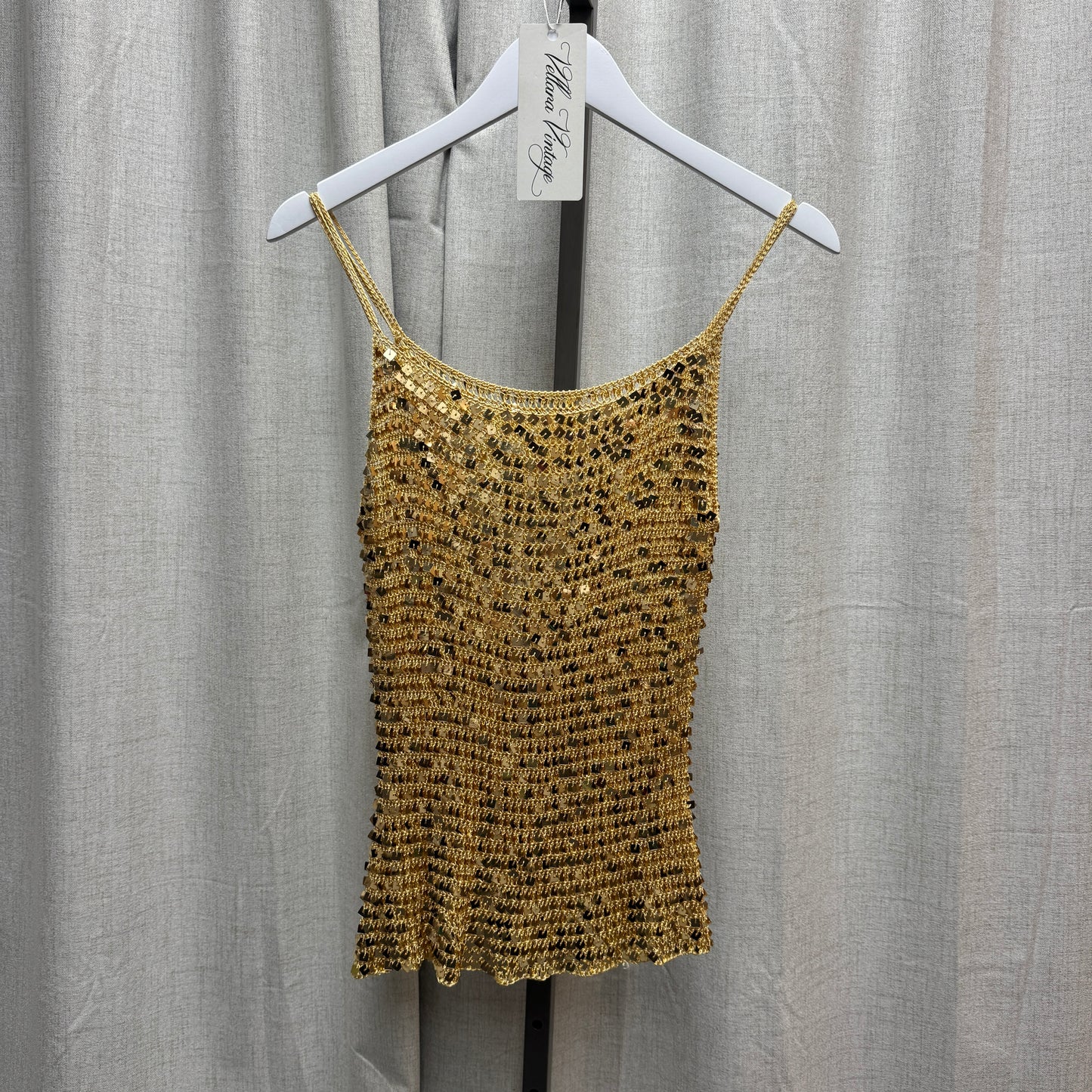 Orange Creamsicle Sequin Silk Crochet Tank Top