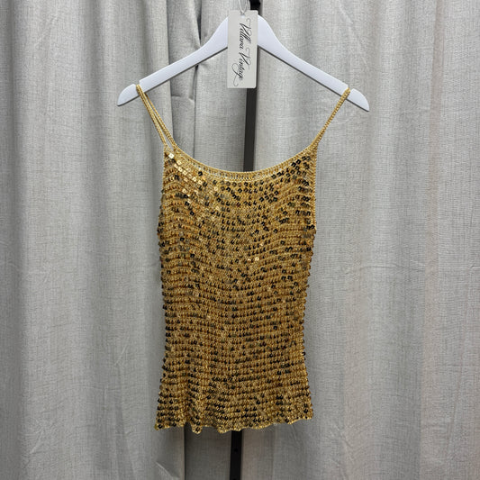 Orange Creamsicle Sequin Silk Crochet Tank Top