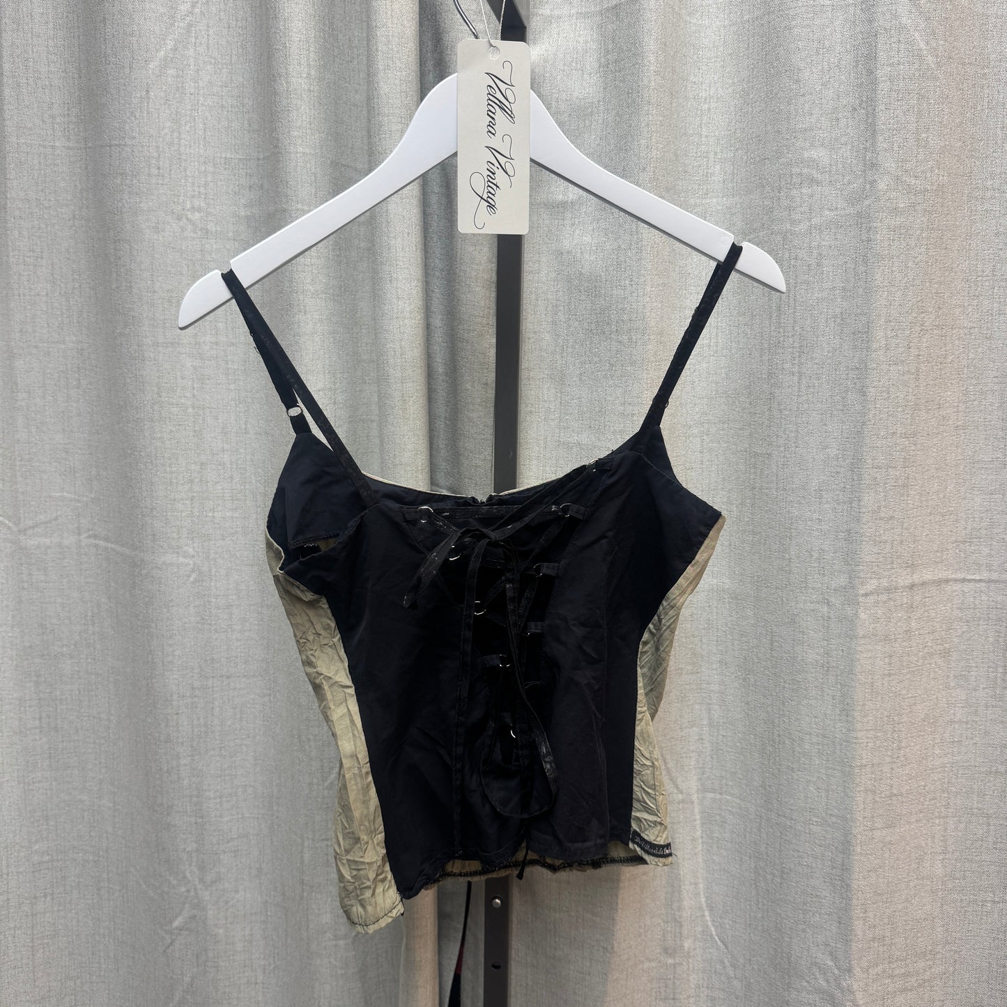 Green Patchwork Corset-Style Tank Top