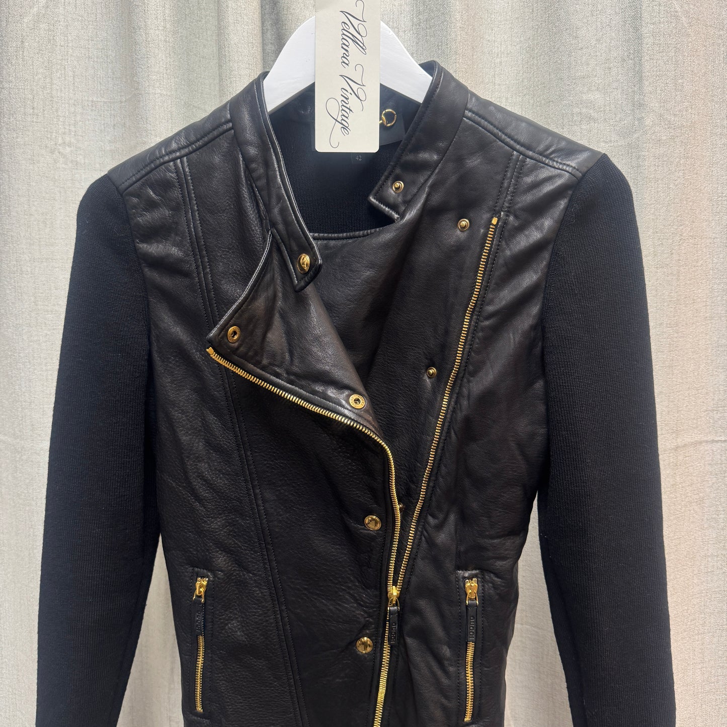 Gucci Black Leather and Wool Jacket