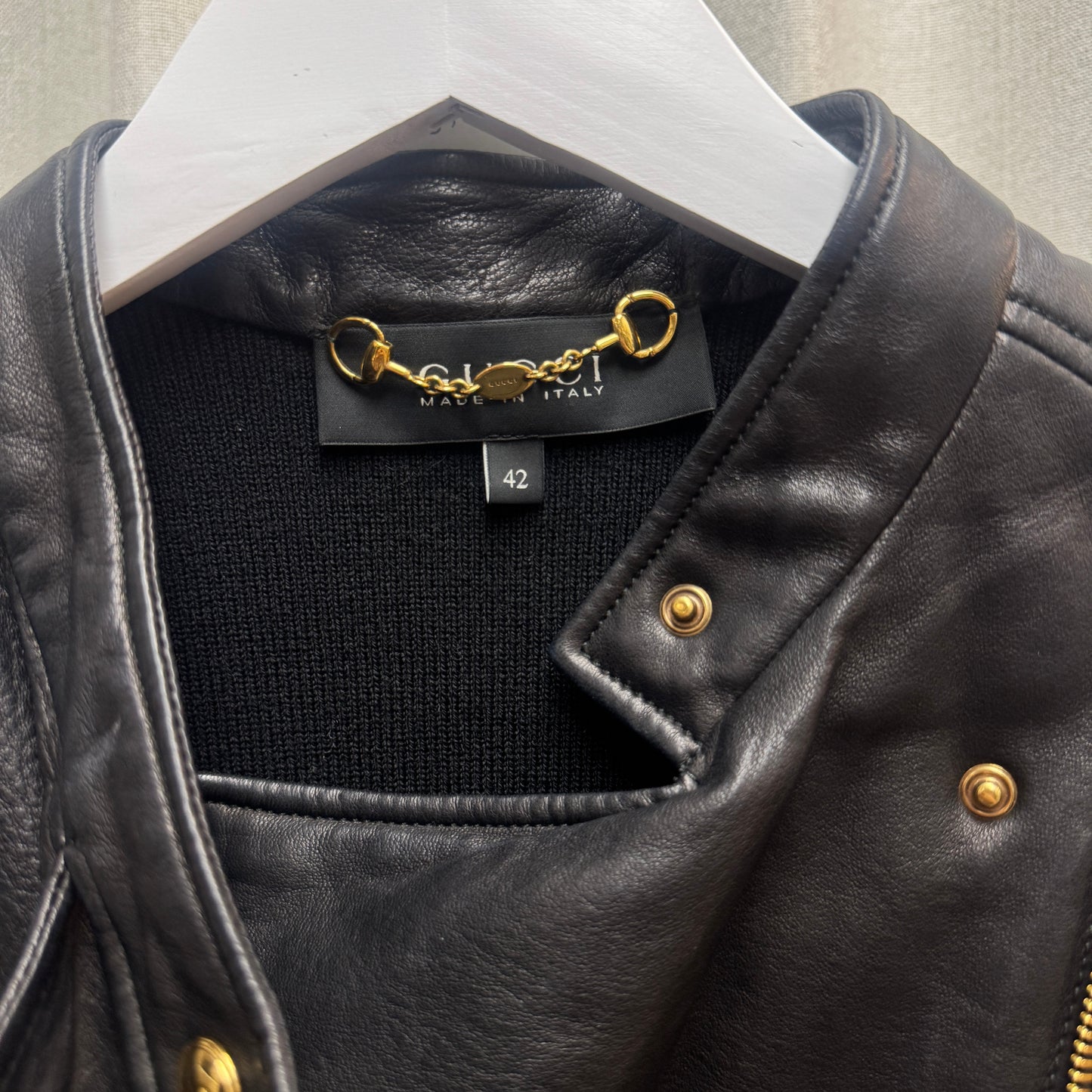 Gucci Black Leather and Wool Jacket