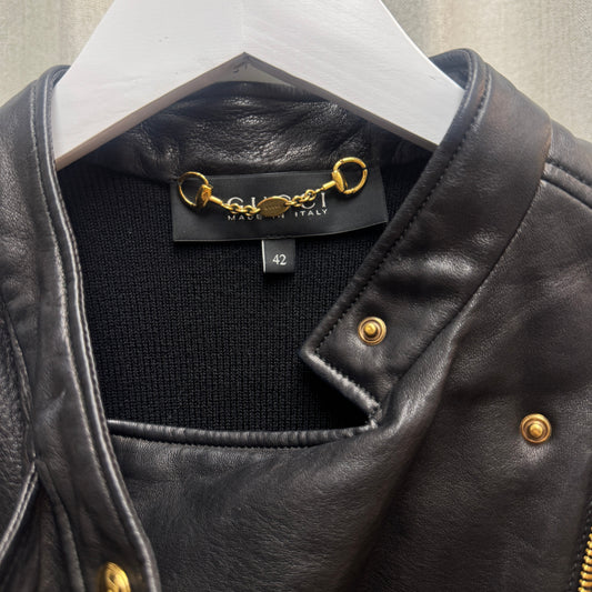 Gucci Black Leather and Wool Jacket