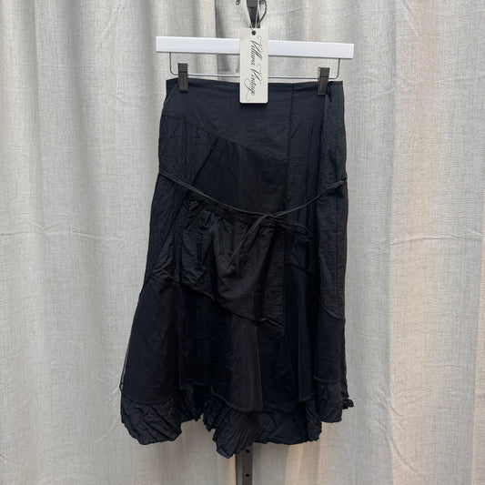 Black Patchwork Tulle and Lace Maxi Skirt