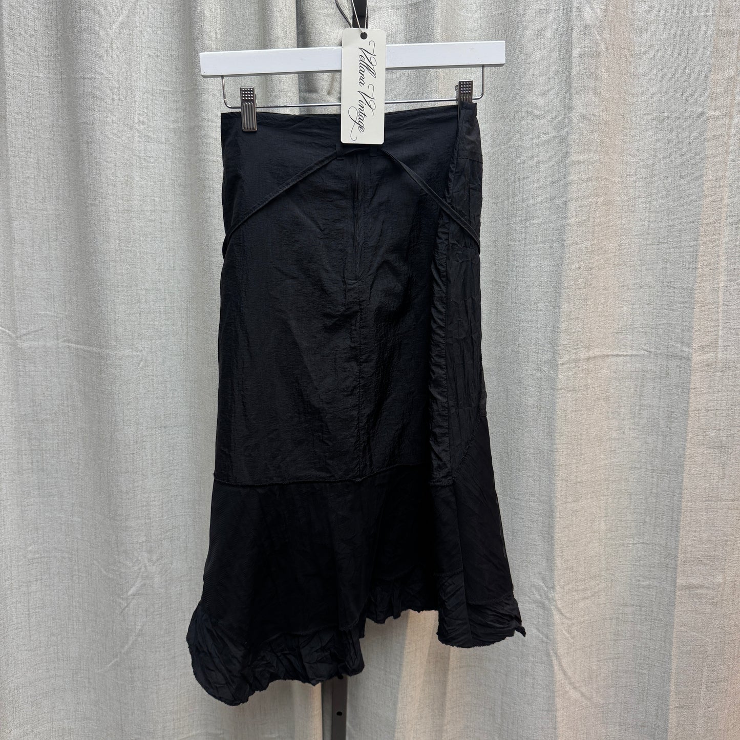 Black Patchwork Tulle and Lace Maxi Skirt