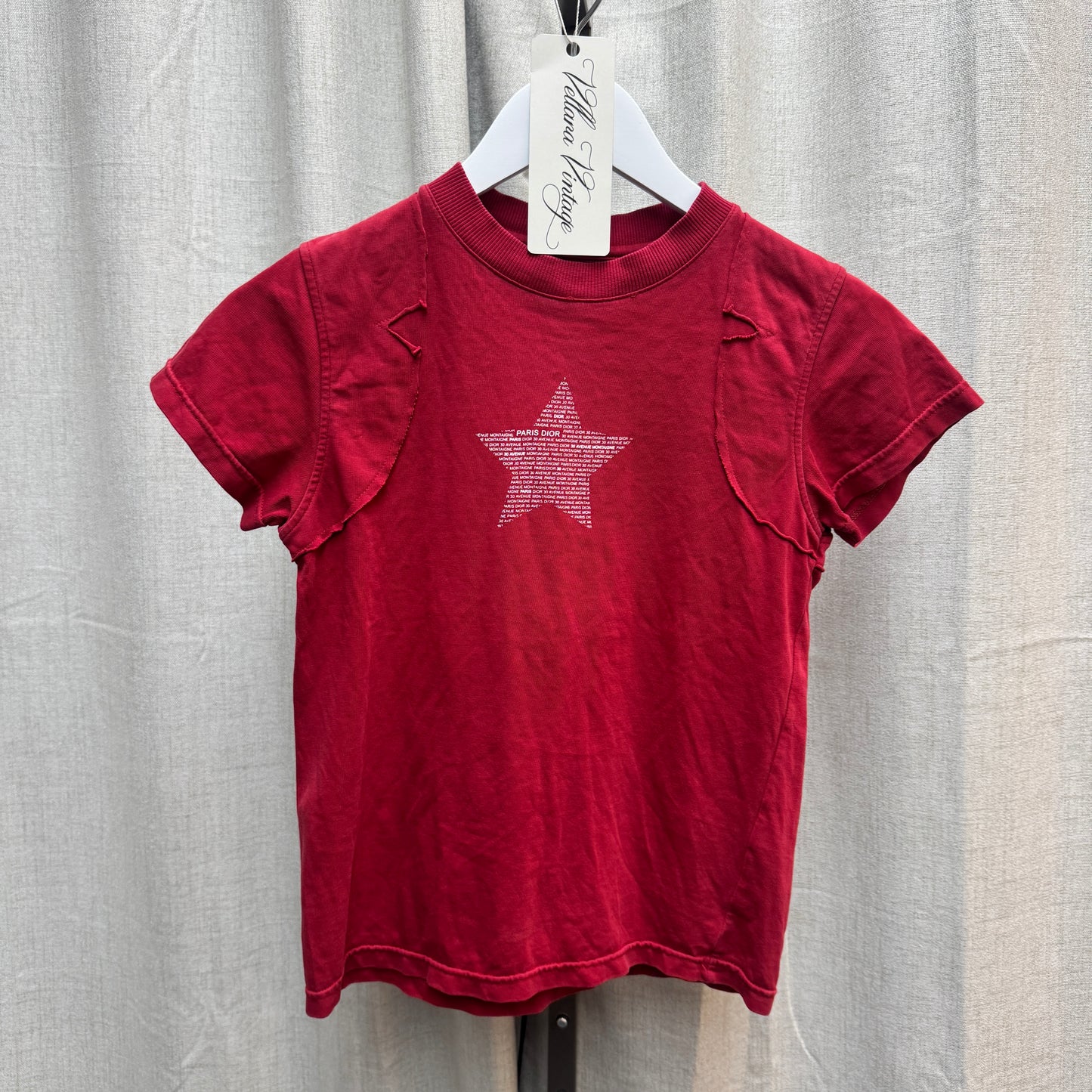 Dior Red Star Logo Cropped T-Shirt