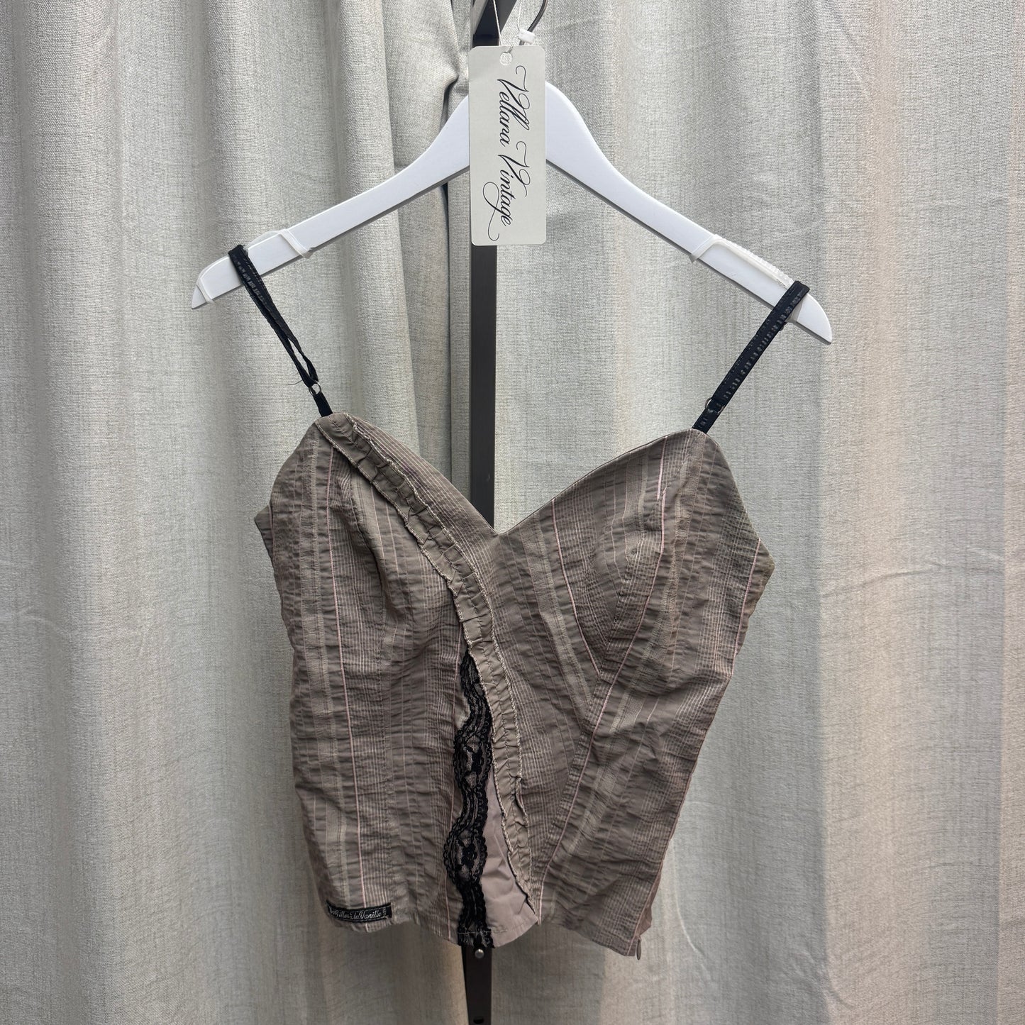 Tan Lace Corset-Style Tank Top