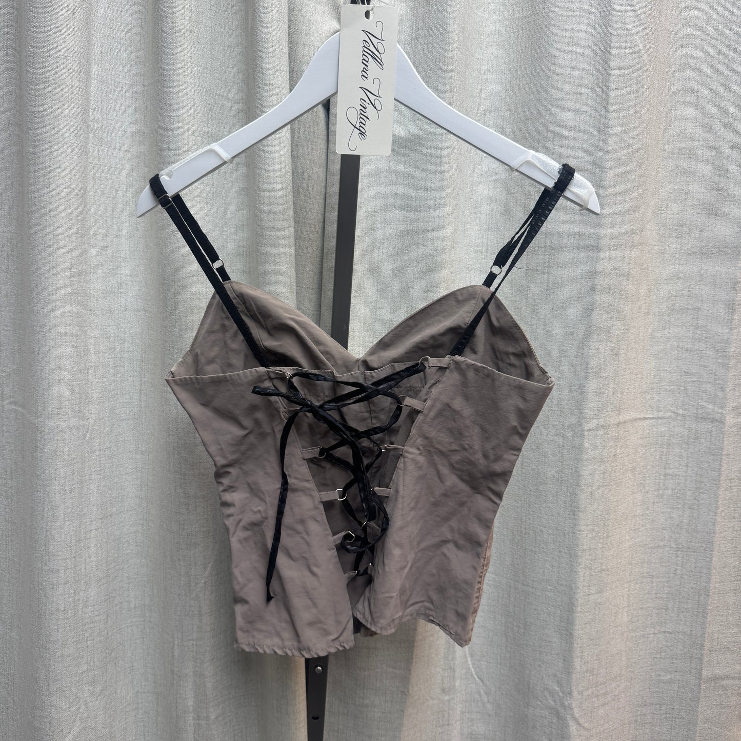 Tan Lace Corset-Style Tank Top