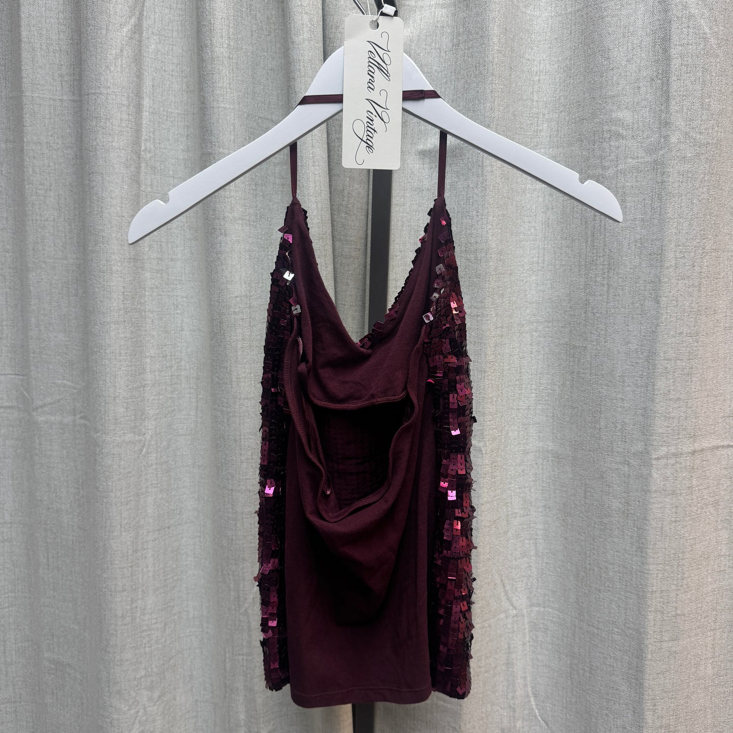 Maroon Sequin Halter Tank Top