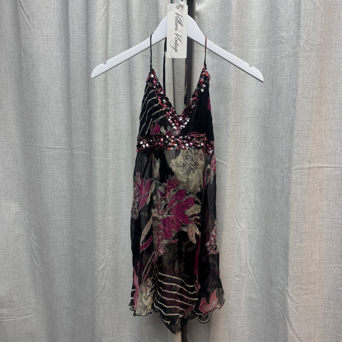 Morgan de Toi Sheer Magenta Floral Tank Top