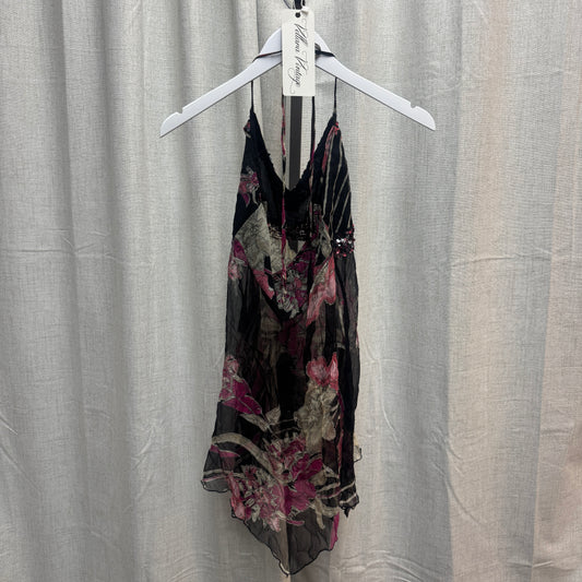 Morgan de Toi Sheer Magenta Floral Tank Top