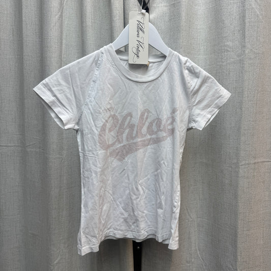 See by Chloé White Cropped Logo Tee