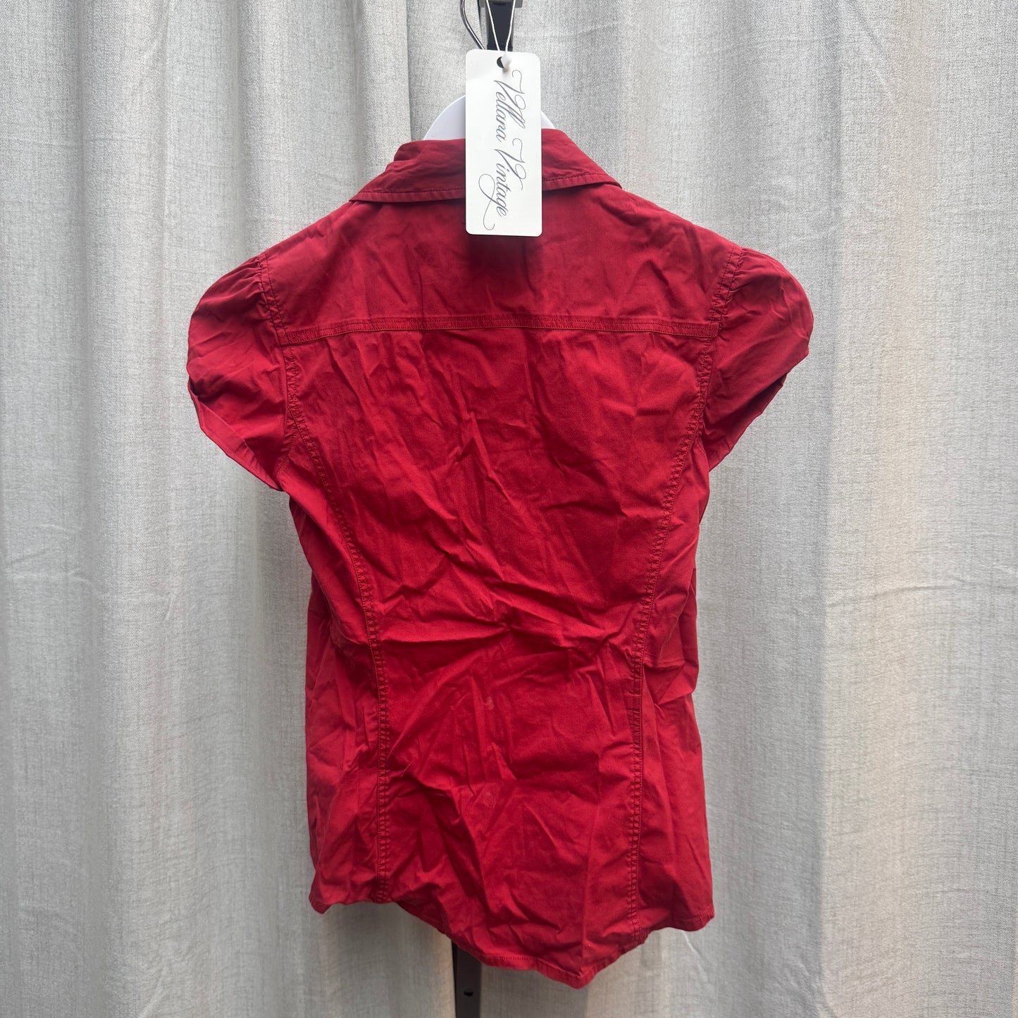 Prada Red Short Sleeve Button-Up Top