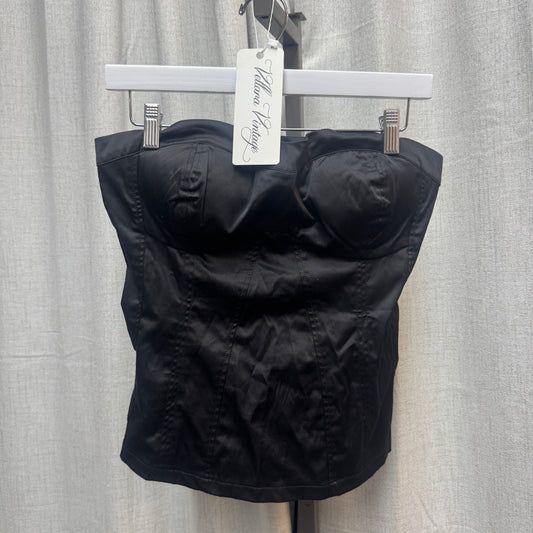 Black Satin Strapless Bustier Top