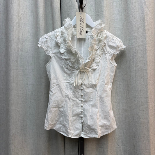 White Ruffle Collar Button Down Blouse