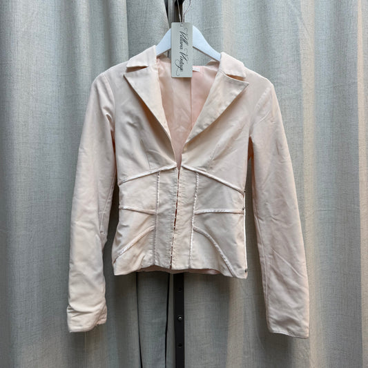 Baby Pink Corset Blazer Top with Long Sleeves