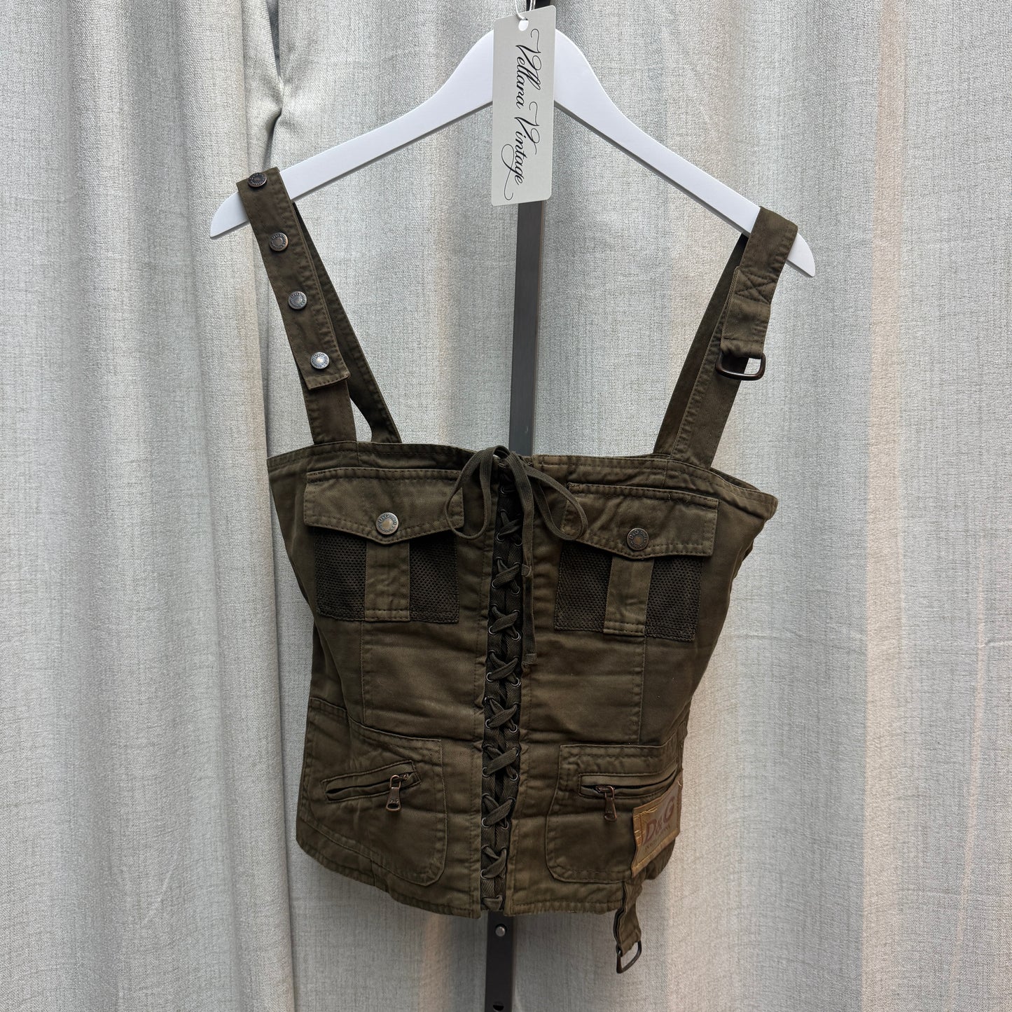 Dolce & Gabbana S/S 2003 Military Cotton Canvas Lace-Up Bustier Top