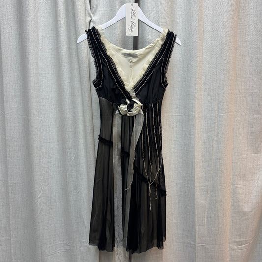 Siste's Black Midi Dress w/ Floral Appliqué