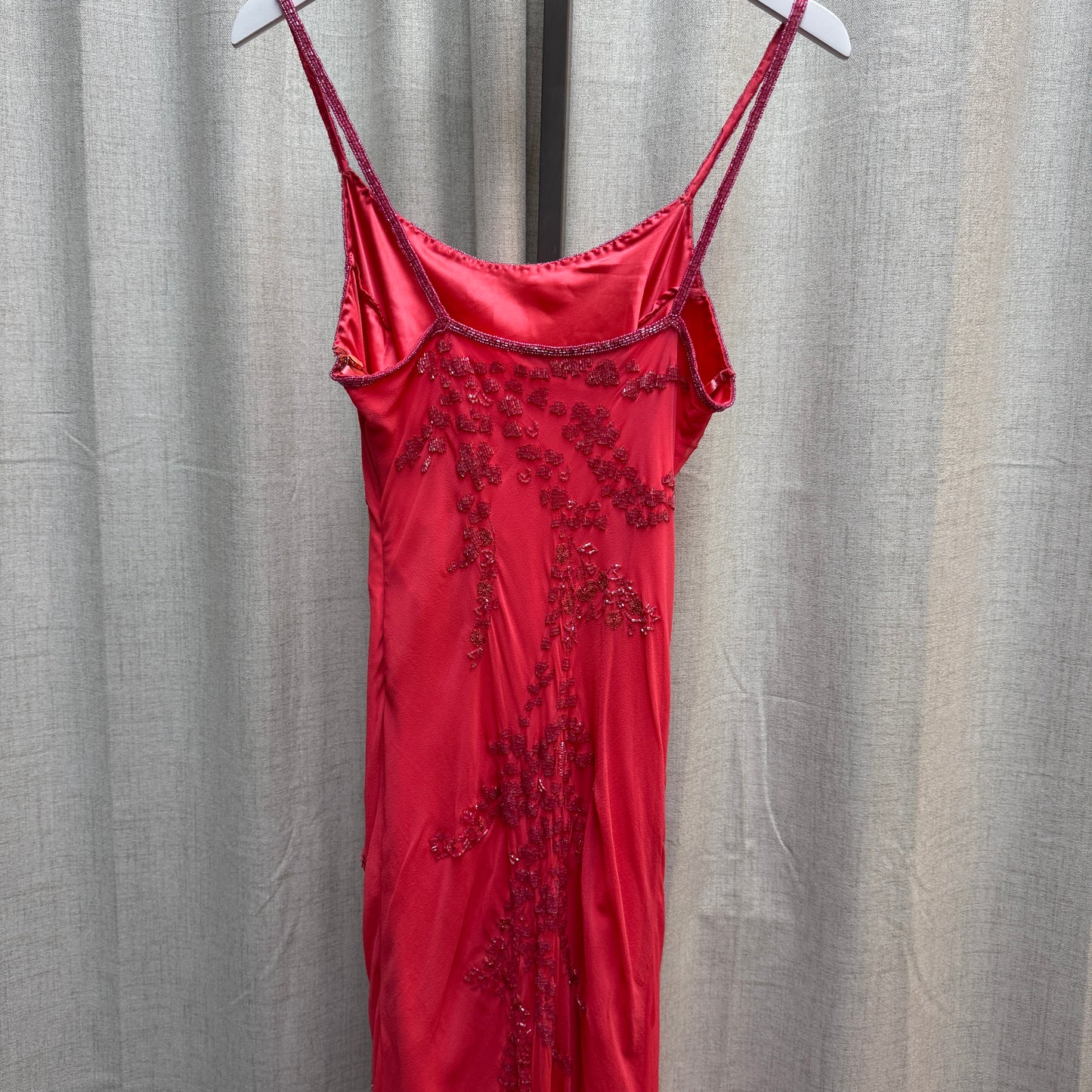Noly Fuentes Pink Silk Beaded Maxi Dress